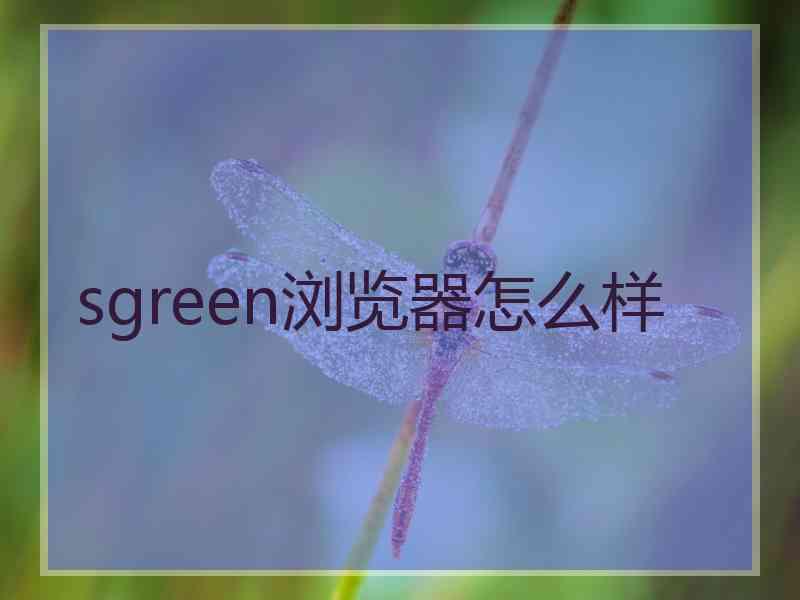 sgreen浏览器怎么样