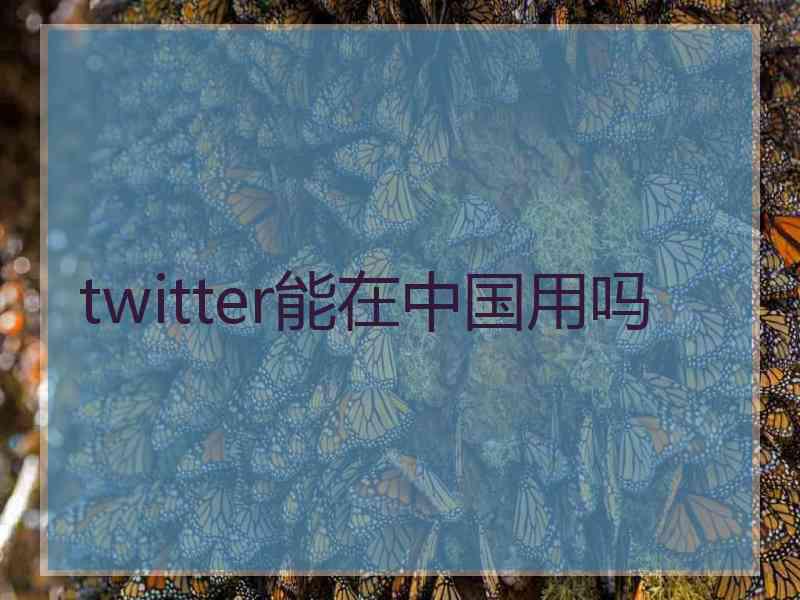 twitter能在中国用吗